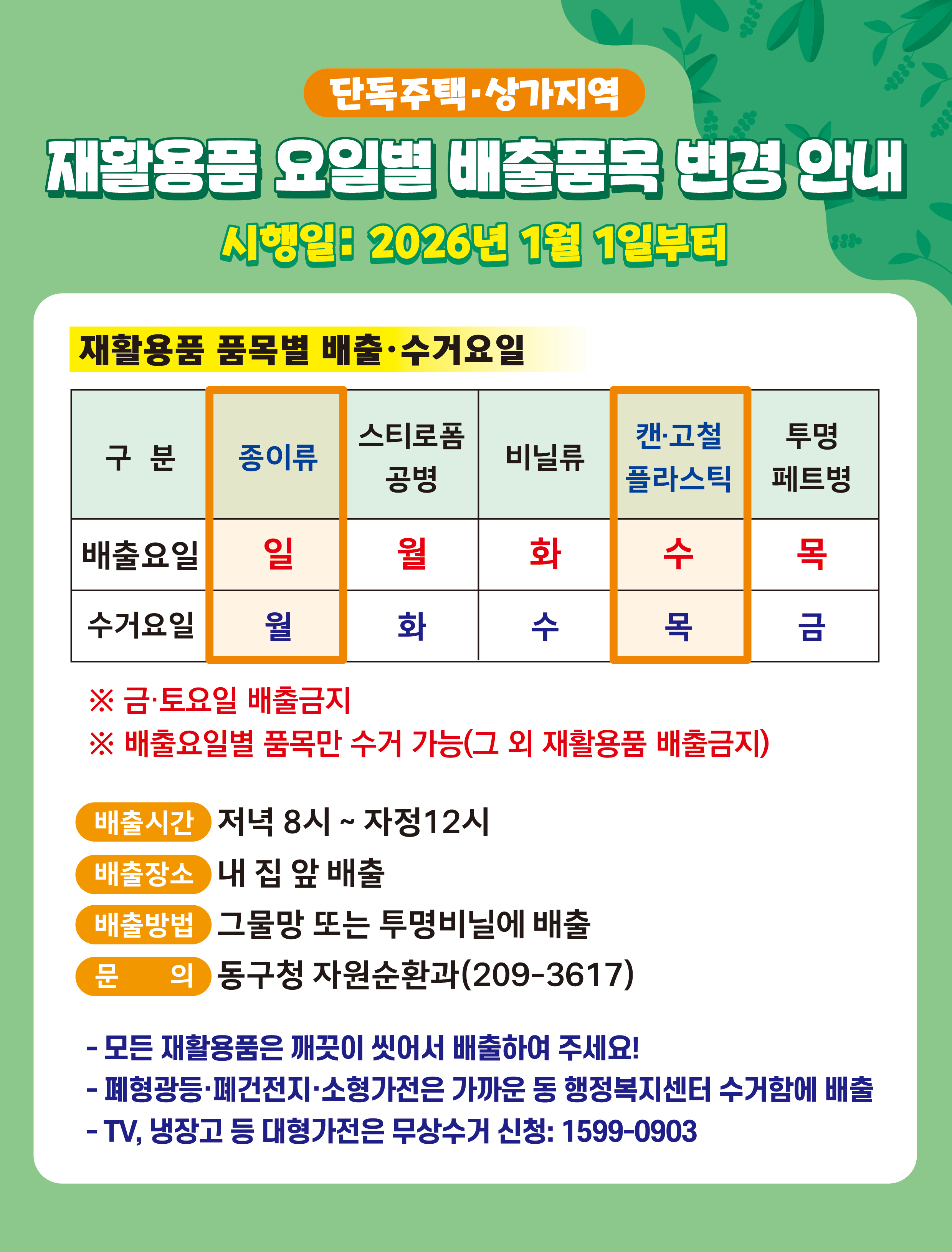 2026 재활용품 배출품목 변경