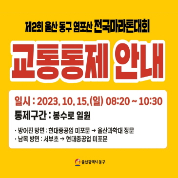 염포산터널 통제 이미지