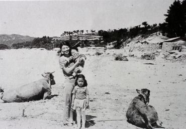 미포만 물양장과 마을 사람들  1964의 사진